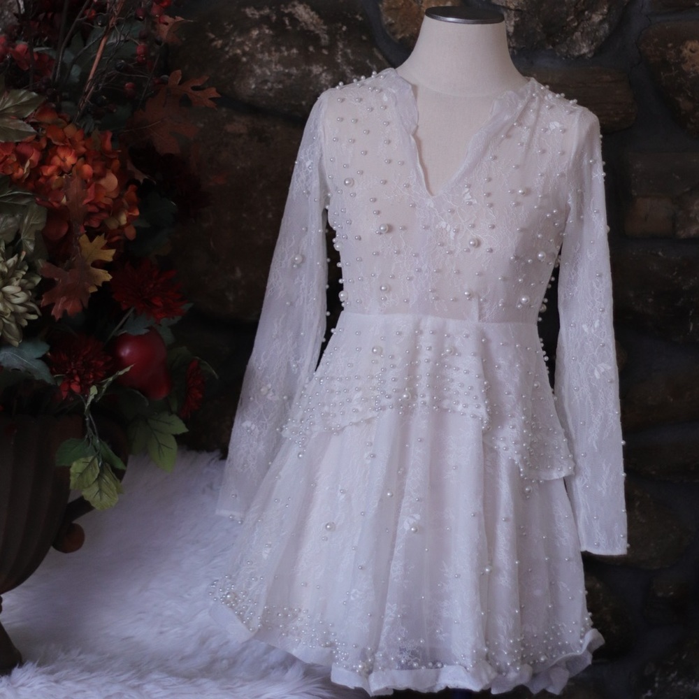Studded Pearl Lace Dress